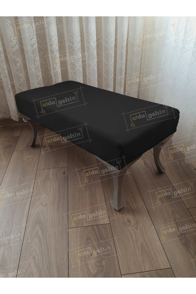 aldagelsin Ayak Ucu Kapı Önü Antre Düz Bench Puf Orta Sehpa Gümüş Ayak 110 cm Siyah 110 x 42 ürün görseli 1