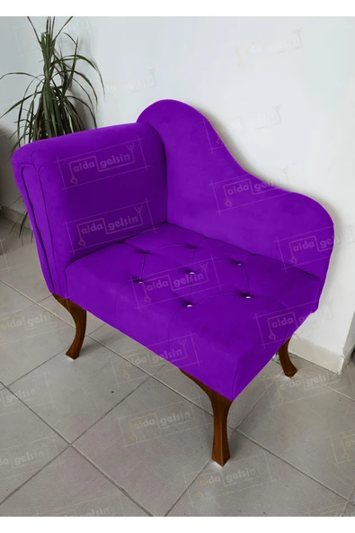aldagelsin Yeni Model Tekli Köşe Koltuğu Josefin Bench Ceviz Ayak Eflatun 75 x 45 ürün görseli 1