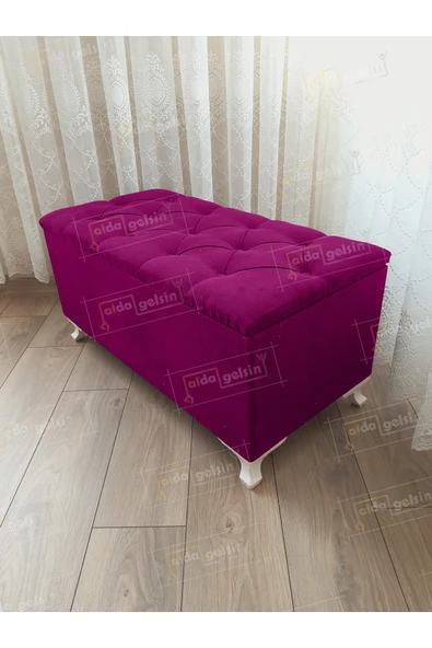aldagelsin Mor Sandıklı Kapitone Puf Bench Ayakucu Koltuk Mor 90 x 45 ürün görseli 1