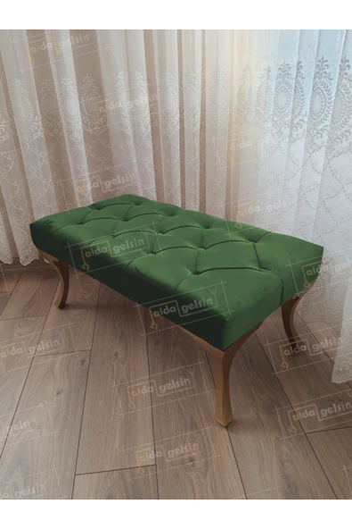 aldagelsin Kapitoneli Ayak Ucu Kapı Önü Antre Bench Puf Gold Ayak (110*45) Yeşil 110 x 40 ürün görseli 1