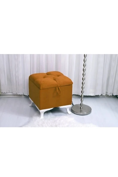 aldagelsin Lüks Sandıklı Kapitoneli Puf 45*45 Cm Turuncu 45 x 45 ürün görseli 1
