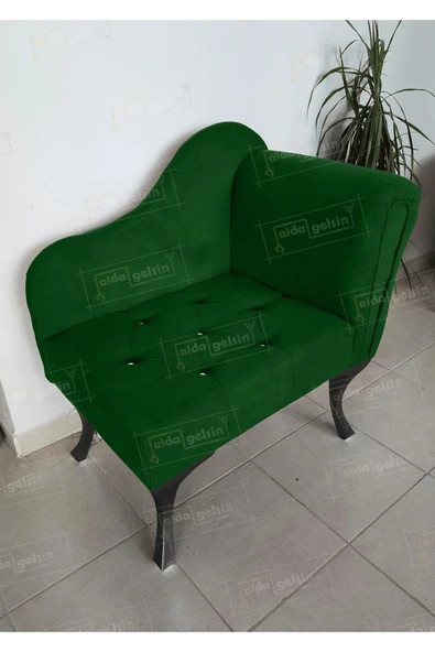 aldagelsin Yeni Model Ters Kol Tekli Köşe Koltuğu Josefin Bench Siyah Ayak Yeşil 75 x 45 ürün görseli 1