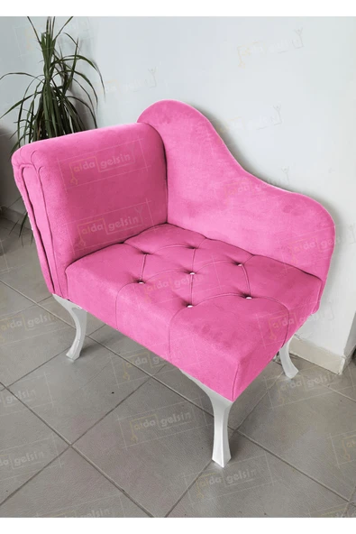 aldagelsin Yeni Model Ters Kol Tekli Köşe Koltuğu Josefin Bench Beyaz Ayak Pembe 75 x 45 ürün görseli 1