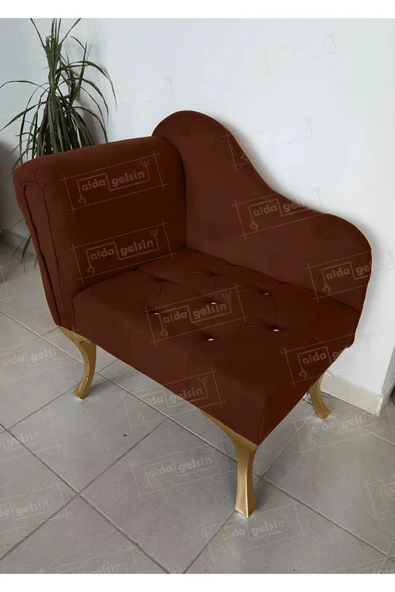 aldagelsin Yeni Model Tekli Köşe Koltuğu Josefin Bench Gold Ayak Kahve 75 x 45 ürün görseli 1