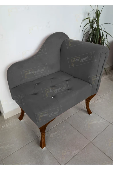 aldagelsin Yeni Model Ters Kol Tekli Köşe Koltuğu Josefin Bench Ceviz Ayak Antrasit Gri 75 x 45 ürün görseli 1