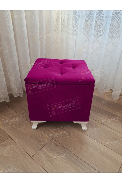 aldagelsin Lüks Sandıklı Tabure Puf 45 x 45 cm Mor 45 x 45 ürün görseli 1