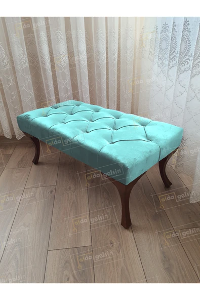 aldagelsin Kapitoneli Ayak Ucu Kapı Önü Antre Bench Puf Ceviz Ayak (120*45) Turkuaz 120 x 45 ürün görseli 1
