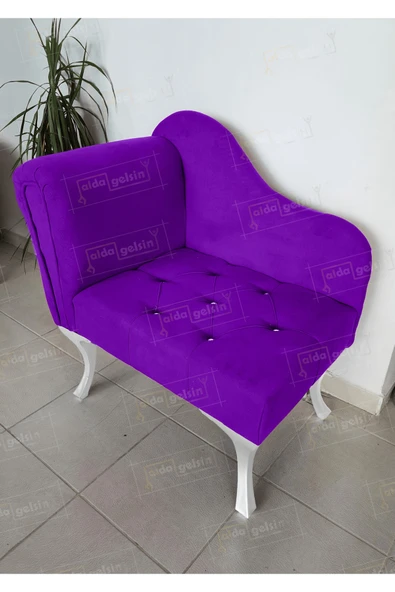 aldagelsin Yeni Model Tekli Köşe Koltuğu Josefin Bench Beyaz Ayak Eflatun 75 x 45 ürün görseli 1