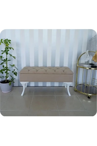 aldagelsin Lüks Yarım Sandıklı Kapitoneli Dekoratif Puf Bench 120cm Vizon ürün görseli 1