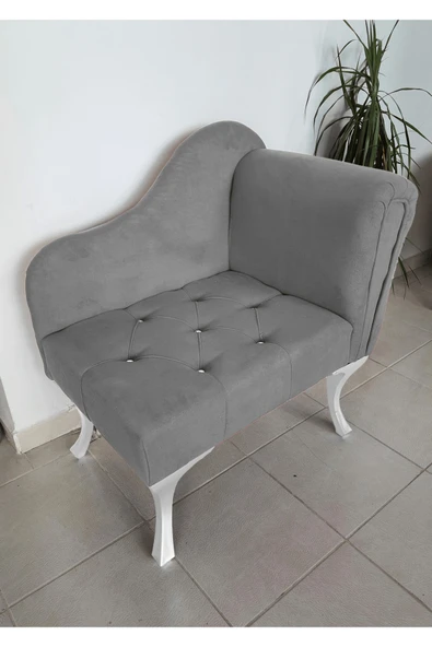 aldagelsin Yeni Model Ters Kol Tekli Köşe Koltuğu Josefin Bench Beyaz Ayak Gri 75 x 45 ürün görseli 1