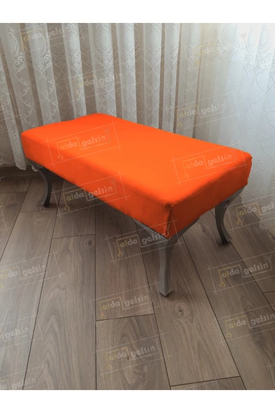 aldagelsin Ayak Ucu Kapı Önü Antre Düz Bench Puf Orta Sehpa Gümüş Ayak 100 cm Turuncu ürün görseli 1