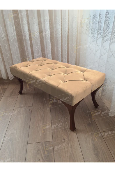 aldagelsin Kapitoneli Ayak Ucu Kapı Önü Antre Bench Puf Ceviz Ayak (120*45) Vizon 120 x 45 ürün görseli 1