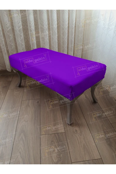 aldagelsin Ayak Ucu Kapı Önü Antre Düz Bench Puf Orta Sehpa Gümüş Ayak 110 cm Patlıcan Moru 110 x 42 ürün görseli 1