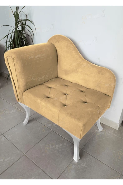 aldagelsin Yeni Model Tekli Köşe Koltuğu Josefin Bench Beyaz Ayak Vizon 75 x 45 ürün görseli 1