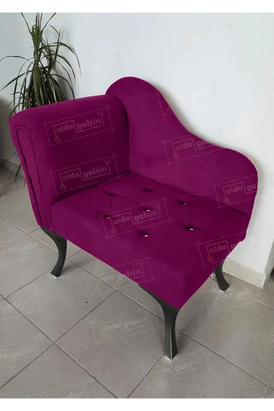 aldagelsin Yeni Model Tekli Köşe Koltuğu Josefin Bench Siyah Ayak Mor 75 x 45 ürün görseli 1