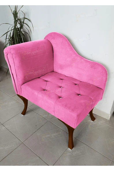 aldagelsin Yeni Model Tekli Köşe Koltuğu Josefin Bench Ceviz Ayak Pembe 75 x 45 ürün görseli 1