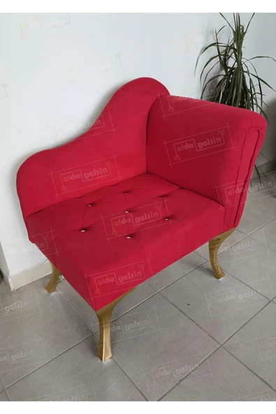 aldagelsin Yeni Model Ters Kol Tekli Köşe Koltuğu Josefin Bench Gold Ayak Kırmızı 75 x 45 ürün görseli 1