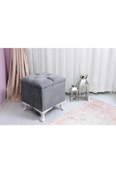 aldagelsin Lüks Sandıklı Kapitoneli Puf 45*45 Cm Gri 45 x 45 ürün görseli 1