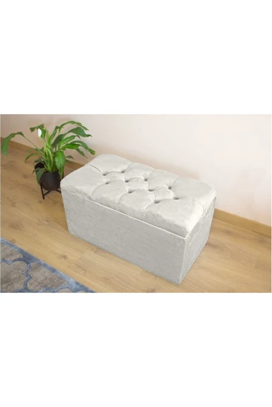 aldagelsin Lüks Sandıklı Kapitoneli Puf 120 cm Beyaz 120 x 45 ürün görseli 1