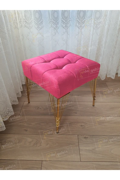 aldagelsin Modern Dilim Puf Ayakucu Puf Gold Metal Ayak (45*45) Pembe 45 x 45 ürün görseli 1