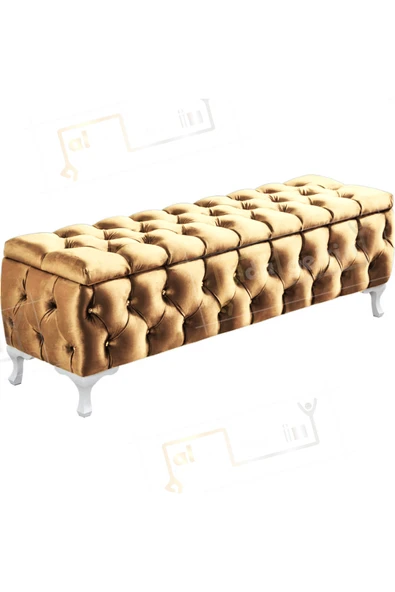 aldagelsin Lüks Sandıklı Chester Puf Bench Ayakucu Koltuk 110 Cm Vizon 110 x 42 ürün görseli 1