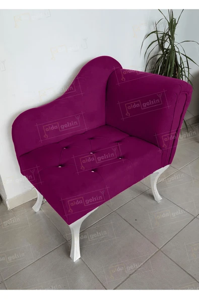 aldagelsin Yeni Model Ters Kol Tekli Köşe Koltuğu Josefin Bench Beyaz Ayak Mor 75 x 45 ürün görseli 1