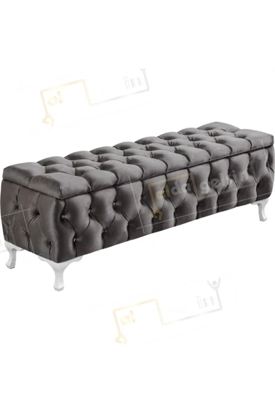aldagelsin Lüks Sandıklı Chester Puf Bench Ayakucu Koltuk 110 Cm Antrasit Gri 110 x 42 ürün görseli 1