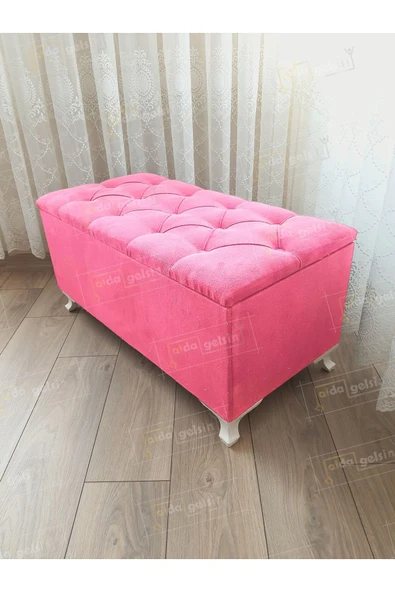 aldagelsin Lüks Sandıklı Kapitone Puf Bench Ayakucu Koltuk Pembe 90 x 45 ürün görseli 1