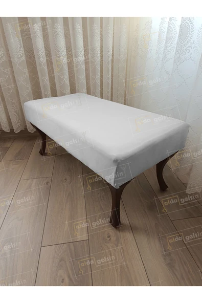 aldagelsin Ayak Ucu Kapı Önü Antre Düz Bench Puf Orta Sehpa Ceviz Ayak (100*45) Beyaz 100 x 40 ürün görseli 1