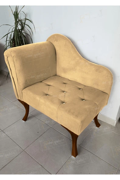 aldagelsin Yeni Model Tekli Köşe Koltuğu Josefin Bench Ceviz Ayak Vizon 75 x 45 ürün görseli 1