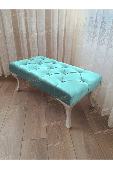 aldagelsin Kapitoneli Ayak Ucu Kapı Önü Antre Bench Puf Beyaz Ayak (120*45) Turkuaz 120 x 45 ürün görseli 1
