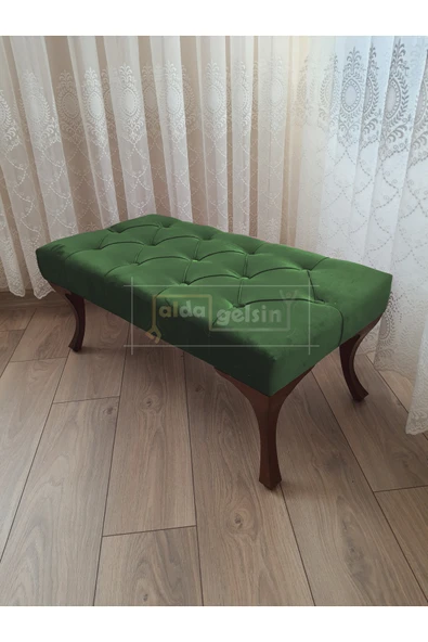 aldagelsin Kapitoneli Ayak Ucu Kapı Önü Antre Bench Puf Ceviz Ayak (120*45) Yeşil 120 x 45 ürün görseli 1