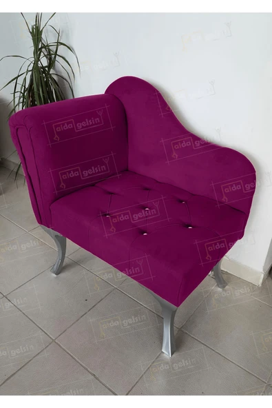 aldagelsin Yeni Model Tekli Köşe Koltuğu Josefin Bench Gümüş Ayak Mor 75 x 45 ürün görseli 1