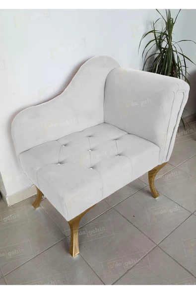 aldagelsin Yeni Model Ters Kol Tekli Köşe Koltuğu Josefin Bench Gold Ayak Beyaz 75 x 45 ürün görseli 1