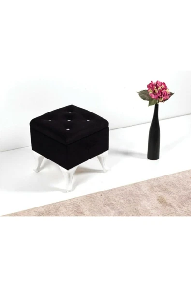 aldagelsin Lüks Sandıklı Tabure Puf Siyah 1 45 x 45 ürün görseli 1