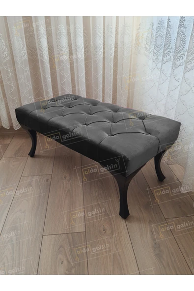 aldagelsin Kapitoneli Ayak Ucu Kapı Önü Antre Bench Puf Siyah Ayak (100*45) Antrasit 100 x 40 ürün görseli 1