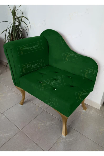 aldagelsin Yeni Model Tekli Köşe Koltuğu Josefin Bench Gold Ayak Yeşil 75 x 45 ürün görseli 1