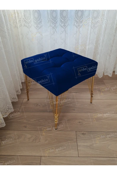 aldagelsin Modern Dilim Puf Ayakucu Puf Gold Metal Ayak (45*45) Lacivert 45 x 45 ürün görseli 1