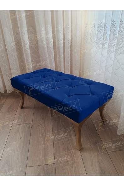 aldagelsin Kapitoneli Ayak Ucu Kapı Önü Antre Bench Puf Gold Ayak (90*45) Lacivert 90 x 45 ürün görseli 1