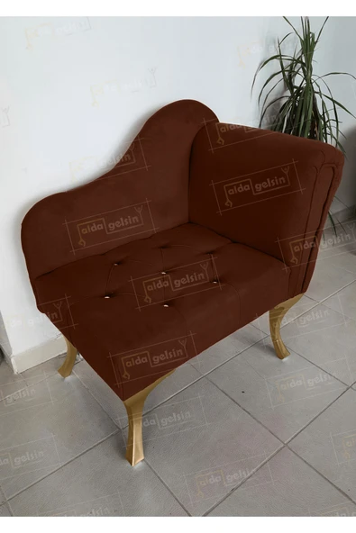 aldagelsin Yeni Model Ters Kol Tekli Köşe Koltuğu Josefin Bench Gold Ayak Kahve 75 x 45 ürün görseli 1