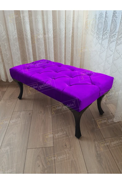 aldagelsin Kapitoneli Ayak Ucu Kapı Önü Antre Bench Puf Siyah Ayak (110*45) Lila 110 x 42 ürün görseli 1