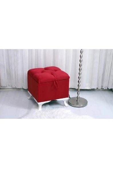 aldagelsin Lüks Sandıklı Kapitoneli Puf 45*45 Cm Kırmızı 45 x 45 ürün görseli 1