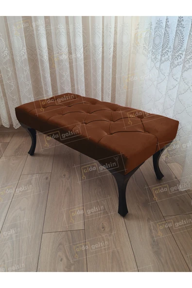 aldagelsin Kapitoneli Ayak Ucu Kapı Önü Antre Bench Puf Siyah Ayak (90*45) Kahve 90 x 45 ürün görseli 1