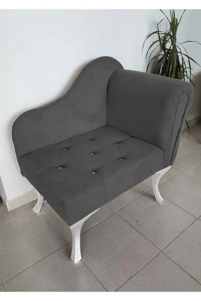 aldagelsin Yeni Model Ters Kol Tekli Köşe Koltuğu Josefin Bench Beyaz Ayak Antrasit Gri 75 x 45 ürün görseli 1