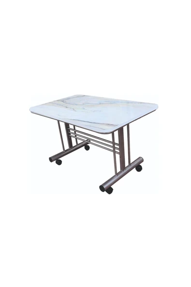 aldagelsin Tekerlekli Şık Orta Sehpa Beyaz Mermer 60 x 100 ürün görseli 1