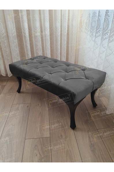 aldagelsin Kapitoneli Ayak Ucu Kapı Önü Antre Bench Puf Siyah Ayak (110*45) Antrasit 110 x 42 ürün görseli 1
