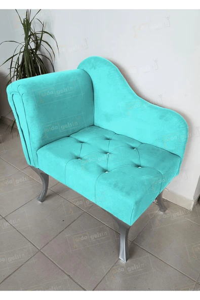 aldagelsin Yeni Model Tekli Köşe Koltuğu Josefin Bench Gümüş Ayak Turkuaz 75 x 45 ürün görseli 1