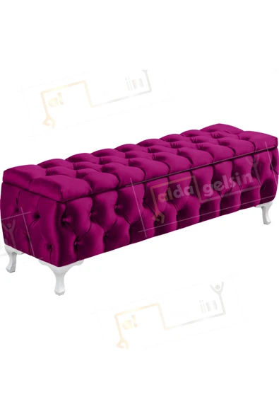 aldagelsin Lüks Sandıklı Chester Puf Bench Ayakucu Koltuk 90 Cm Mor 90 x 45 ürün görseli 1