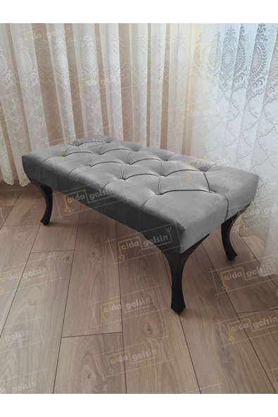aldagelsin Kapitoneli Ayak Ucu Kapı Önü Antre Bench Puf Siyah Ayak (120*45) Gri 120 x 45 ürün görseli 1