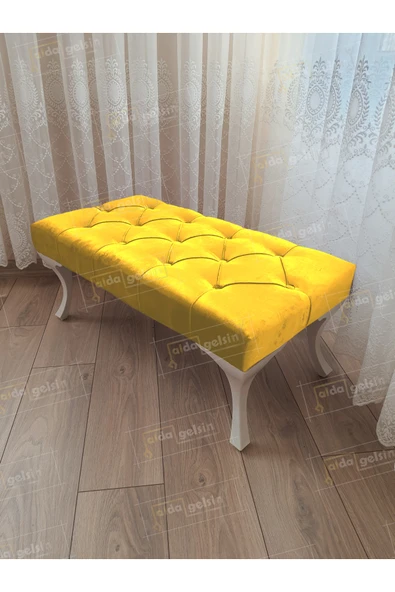 aldagelsin Kapitoneli Ayak Ucu Kapı Önü Antre Bench Puf Beyaz Ayak (110*45) Sarı 110 x 40 ürün görseli 1